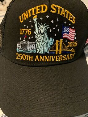 25th Anniversary Embroidered Black Cap with Statue of Liberty